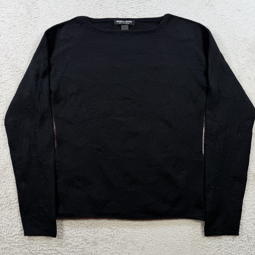 Mariele Waithe Sweater Womens Small Black 100% Cashmere Crewneck Pullover Soft